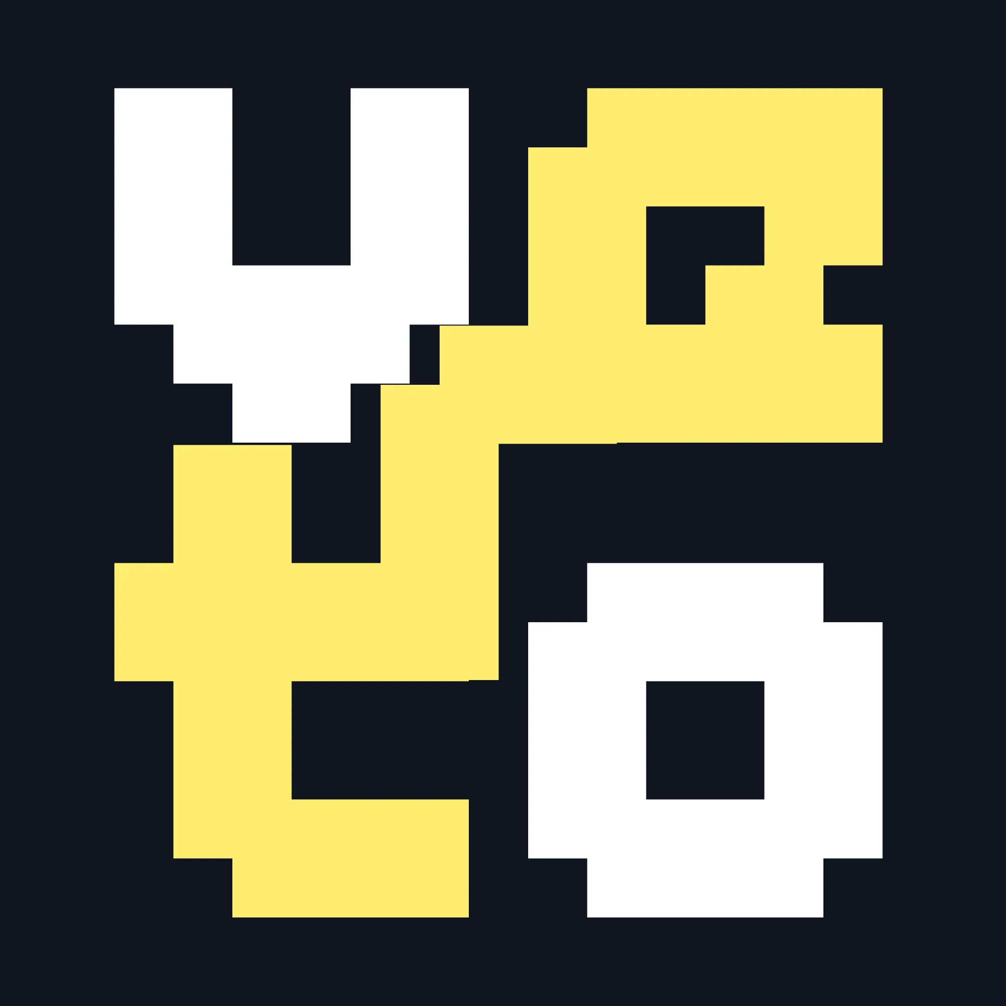 The Verto.sh monogram: a pixel-art V and O in yellow and white on a dark navy square.